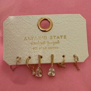 Altar'd State Gold and Clear Crystal Earring Trio